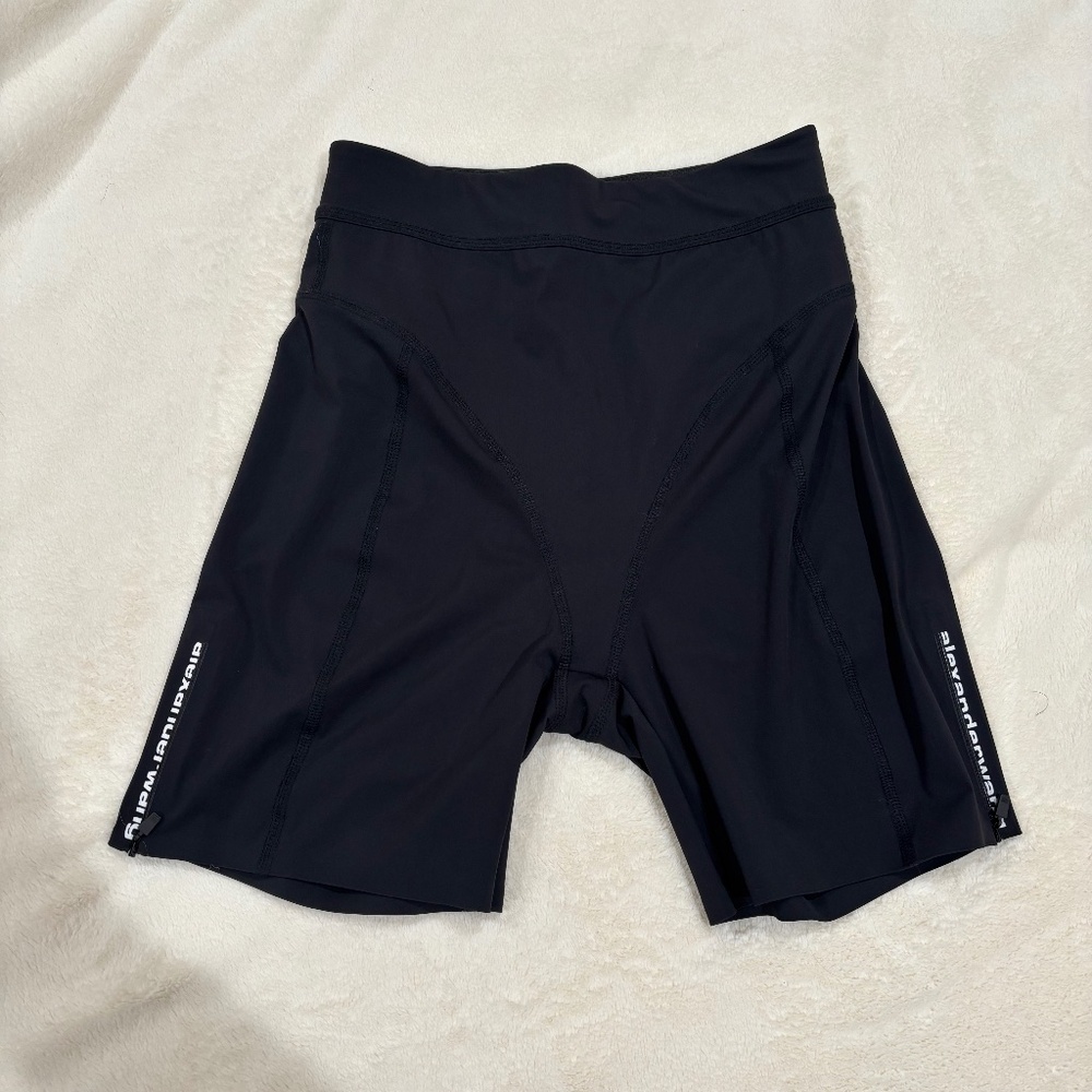 NWT alexanderwang.t DTC Athletic Bike Short Black w/ Logo Print - Size Small